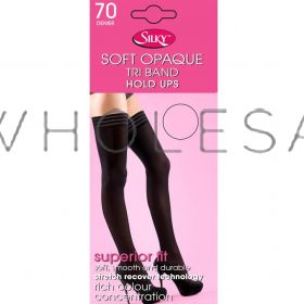 70 denier Soft Opaque Tri Band Hold Ups By Silky 6 Pairs