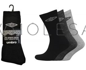 Men's Umbro Cotton Sports Socks Black, White or Assorted 12 pairs