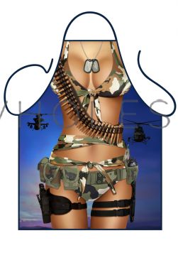 Novelty Barbeque Aprons Army Girl