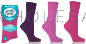 DIABETIC Ladies Pinks Gentle Grip Socks by Sock Shop