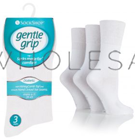 DIABETIC Mens White Gentle Grip Socks by Sock Shop