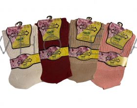 Ladies Extra Wide Diabetic 100% Cotton Socks With Hand Linked Toe Seam