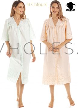 1092 Embroidery Anglaise Button Through Nightdress by Lady Olga