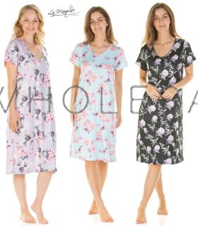 Floral Gardens Short Sleeve Nightdress By La Marquise 6 Pieces