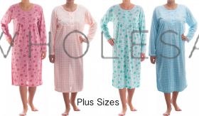Cotton Rich Jersey PLUS SIZE Long Sleeved Nightdresses by Romesa/Lucky 10 pieces